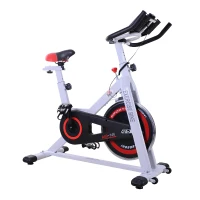 Soozier 18 lb Flywheel Indoor Stationary Bike with LCD Monitor, Adjustable Height & Resistance, & Pedal Cage(m-2)