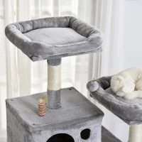 PawHut Plush Cat Tree Activity Center w/ Sisal Scratching Posts Hammock Perch Condo(m-5)