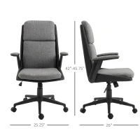 Vinsetto High Back Office Chair Computer Swivel Rolling Task Chair with Height Adjustable Comfortable with Armrests, Black/Deep Grey(m-3)