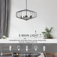 HOMCOM Vintage Pendant Lights Industrial Adjustable Pivoted Design Hanging Lighting(m-4)