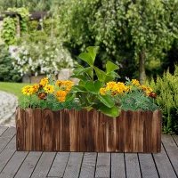 Outsunny 40" x 16" x 12" Raised Planter Box Garden Scalloped Edge Wooden(m-3)