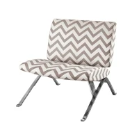 Monarch Modern Padded Upholstered Fabric Armless Accent Chair - Dark Taupe Chevron(m-1)