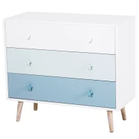 HOMCOM Kids Cabinet Bedroom Storage Unit 3 Drawer Toy Stand Sea Blue(m-2)