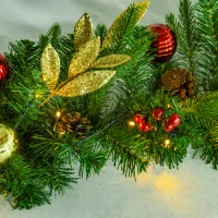 HOMCOM 9FT Pre-Lit Christmas Garland Decoration Artificial Greenery w/ Pine Cone  Ball(m-19)