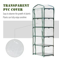 Outsunny 27'' x 19'' x 76'' 5 Tier Mini Greenhouse Outdoor Flower Stand Transparent PVC Cover Steel Frame(m-4)