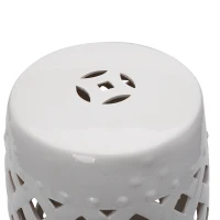 Outsunny Versatile Garden Glazed Ceramic Stool Garden Collection White(m-6)