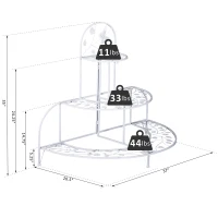 Outsunny 3 Tier Plant Stand Metal Butterfly Leaf Outdoor Potted - White(m-7)