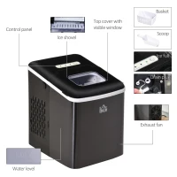 HOMCOM Portable Countertop Ice Maker Machine, 9 Cubes in 8 Minutes, Ice Machine for Freezer 27lbs/24H, Automatic Cleaning with Scoop and Basket for Kitchen Home Office Bar(m-6)