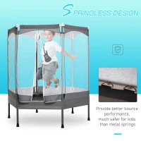 Qaba Kids Trampoline Mini Bouncer Jumper w/ Enclosure Net Elastic Safety Harness(m-4)