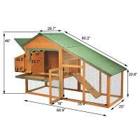 PawHut 87"Lx29"Wx46" Deluxe Backyard Wood Chicken Coop Rabbit Poultry Hen House with Run Nesting Box(m-3)