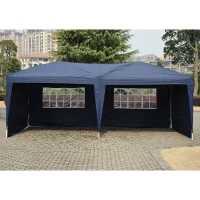 Outsunny 10’x20’ Pop Up Party Tent Outdoor Patio Instant Wedding Canopy Shelter with 4 Side Walls (Blue)(m-1)