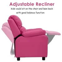 HOMCOM Deluxe Padded Children’s Recliner Sofa Kids Chair with Storage Arms (Pink)(m-4)