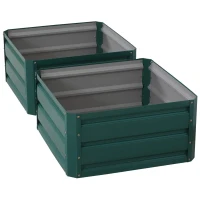 Outsunny 2' x 2' x 1' 2-Piece Raised Garden Bed Box with Steel Frame for Vegetables, Flowers, & Herbs, Green(m-4)