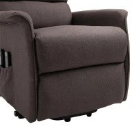 HOMCOM Power Lift Assist Recliner Chair for Elderly with Remote Control, Linen Fabric Upholstery, Brown(m-8)