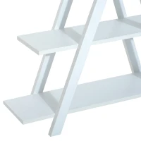 HOMCOM Wooden A Frame Bookshelf 4-tier Ladder Display Shelf Storage Stand Home Furniture White(m-8)