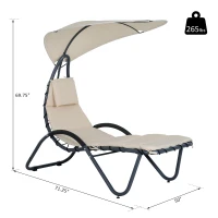 Outsunny Garden Lounge Chaise Outdoor Sleeping Bed Arc Stand Cream(m-3)