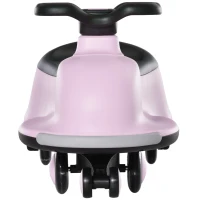 Qaba Kids Wiggle Car Ride on Toy with LED Flashing Wheels, Swing Car for Toddlers, No Batteries, Gears or Pedals - Twist, Turn, Wiggle Movement to Steer, Dolphin Shaped Pink(m-10)