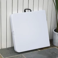 Outsunny 4ft Outdoor Folding Camping Table Garden Backyards BBQ Party Picnic Adjustable Table White(m-9)