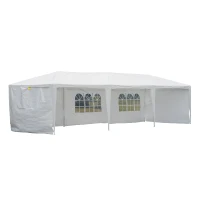 Outsunny 10X30ft Gazebo Canopy Party Tent Outdoor Event Sunshade Portable with 5 Removable Sidewalls White(m-7)