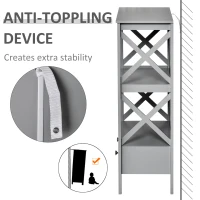 kleankin X- Frame Freestanding Floor Bathroom Storage with Two Drawers, Storage Organizer, Cabinet with 3 Shelves, Gray(m-6)