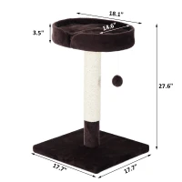 PawHut 28” Cat Padded Bed Scratching Post Kitten Play Tower, Brown and white(m-7)