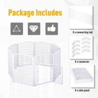 PawHut 8 Panel Dog Playpen Octagon Plastic Pet Crate Kennel Small Animals Portable Indoor White(m-5)