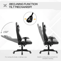 Vinsetto Gaming Chair Racing Style Ergonomic Office Chair High Back Computer Desk Chair Adjustable Height Swivel Recliner with Headrest and Lumbar Support, Grey(m-5)