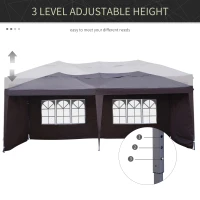 Outsunny 10' x 20' Pop Up Canopy Tent with 4 Sidewalls, Heavy Duty Tents for Parties, Outdoor Instant Gazebo with Carry Bag, for Outdoor, Garden, Patio, Coffee(m-4)