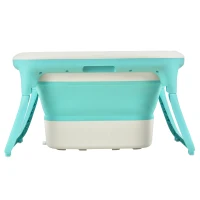 Qaba Folding Baby Bathtub 4pcs Esthetic Basin Sucker Seat Non-Slip Support Portable(m-7)