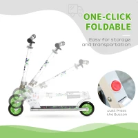 Aosom One-click Folding Kids Kick Scooter w/ Adjustable Handlebar, Push Rider with Kickstand, Dual Brake System, Durable Wheels & Sturdy Bearings, for Boys and Girls, White(m-4)