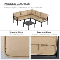 Outsunny 6-Piece Patio L-Shaped Sofa Conversation Set with Coffee Table, Water-Fighting Materials, & Comfort, Beige(m-5)