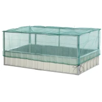 Outsunny Raised Garden Bed, 5.7 x 3 x 2.3ft Galvanised Steel Screwless Heavy Duty Planter Box Outdoor w/ Net Cover & Gloves for Growing Vegetables, Flowers, Herbs and Succulents(m-2)