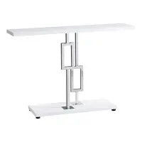 Monarch 48" Contemporary Chrome Metal Geometric-Shape Base Accent Sofa Console Table - Glossy White Finish(m-1)