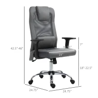 Vinsetto Mesh Office Chair with Rechargeable Electric Vibration Massage Lumbar Rocking, with Pillow, Wheels - Grey(m-3)