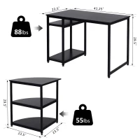 HOMCOM 2 Piece 65" Computer Desk Set Free-Combination Home Office Furniture Black(m-3)