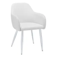 Monarch 2pc Cushioned Dining Chair with Tapired Metal Legs and Leather-Look Upholstery - White / Chrome Metal(m-1)