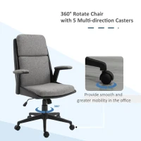 Vinsetto High Back Office Chair Computer Swivel Rolling Task Chair with Height Adjustable Comfortable with Armrests, Black/Deep Grey(m-5)