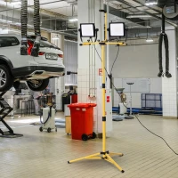 HOMCOM 14,000 Lumen Dual Head LED Work Lights Weather Resistant with Telescoping Adjustable Tripod Stand, Rotating Lamps(m-2)