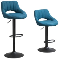 HOMCOM Modern Bar Height Chairs, Set of 2, Adjustable Swivel Round Metal Base, Elegant Design for Kitchen, Bar, Dining(m-9)