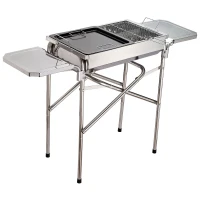 Outsunny 22" Charcoal Barbecue Grill Stainless Steel Portable BBQ Grill Kebab Barbecue Charcoal Stainless Steel Smoker(m-1)