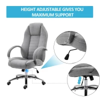 Vinsetto Office Chair Ergonomic Design Linen Surface Foam Padded w/ Adjustable Height & Armrest Gray(m-5)
