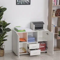 Vinsetto Multifunction Office Filing Cabinet Printer Stand with 2 Drawers, 2 Shelves, & Smooth Counter Surface, White(m-7)