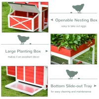 PawHut 82" Chicken Coop Wooden Rabbit Hutch Small Animal Habitat Hen Ducks House with Run Nesting Box Waterproof Roof, Red(m-6)