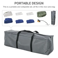 Outsunny Folding Portable Camping Cot Bed Set with Sleeping Bag, Inflatable Air Mattress, Pillows for 2 Person with for Fishing & Hiking(m-5)
