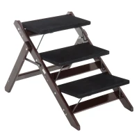 PawHut 2-in-1 3 Step Pet Stair and Ramp Convertible Dog Cat Stool Folding Portable Easy Climb Flat(m-1)