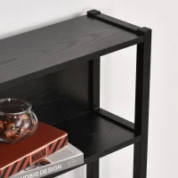 HOMCOM 55 Inch L Shaped Computer Desk with Hutch, Corner Desk for Home Office and Study, Writing Workstation with 2 Storage Compartments, Black(m-12)