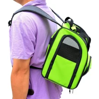 PawHut Pet Carrier Backpack Bag Dog Cat Puppy Net Travel Portable Green & Grey(m-6)