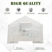Outsunny 10' x 9.5' x 8' Outdoor Walk-In Tunnel Greenhouse with 5 Roll-Up Windows, Zippered Door, & Weather Cover(m-4)