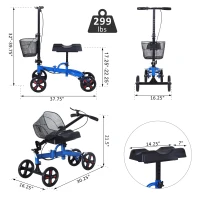 HOMCOM Portable Knee Scooter Crutch  Alternative W/ Non-Marking Wheel(m-3)
