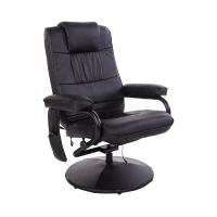 HOMCOM Massaging Faux Leather Recliner Chair and Ottoman Set, Swivel Vibration Massage Lounge Chair with Remote Control for Living Room, Bedroom, or Office, Black(m-10)
